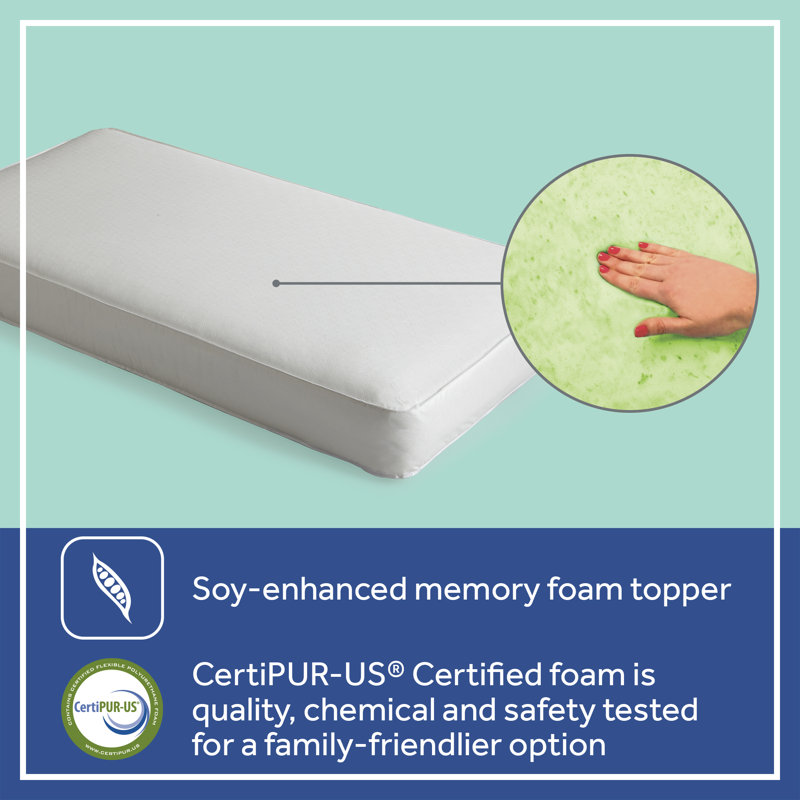 Sustainably Sourced 52.5" Hybrid Memory Foam & Innerspring Toddler Mattress