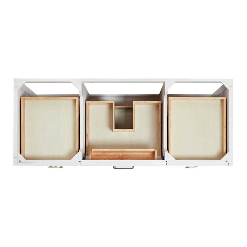 ARIEL Monroe 54 Single Sink Bathroom Vanity with Carrara Quartz Top, White, 54" - 55", Carrara White Quartz