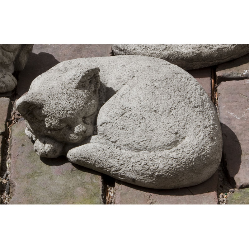 Small Curled Cat Statue, Graystone