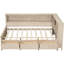Lit de jour en bois de lait blanc antique avec 3 tiroirs et tablettes de rangement, construction pour une utilisation à long terme, options pleine grandeur et tiroirs-2007786875