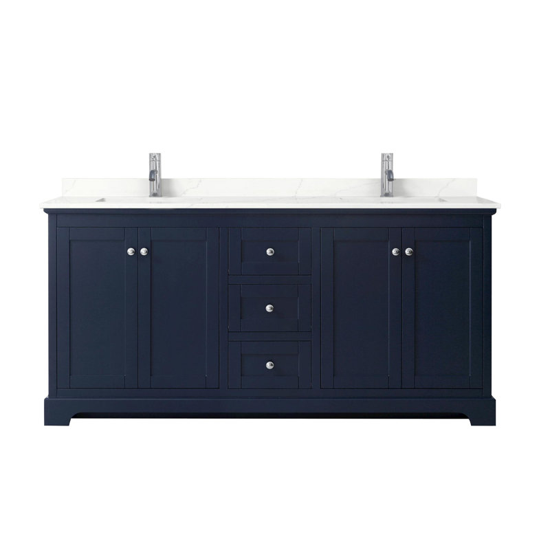 Ensemble de meuble-lavabo double 72 po Avery, Gris foncé, Chrome poli, White Quartz
