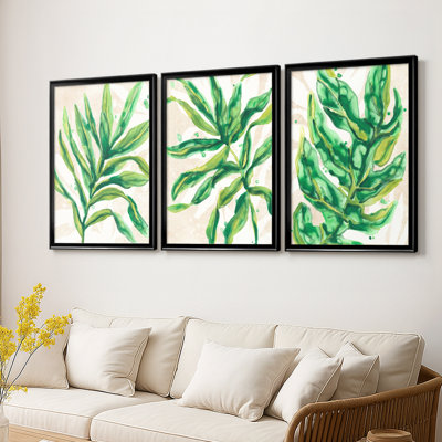 Parchment Palms I - Toile tendue avec châssis sur mesure - 3 pièces