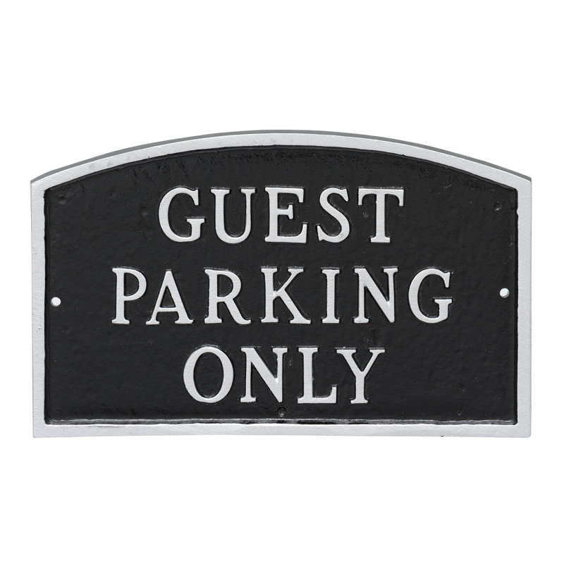 Guest Parking Only Statement Garden Plaque, 5.5" H x 9" W x 0.25" D, Black/Silver
