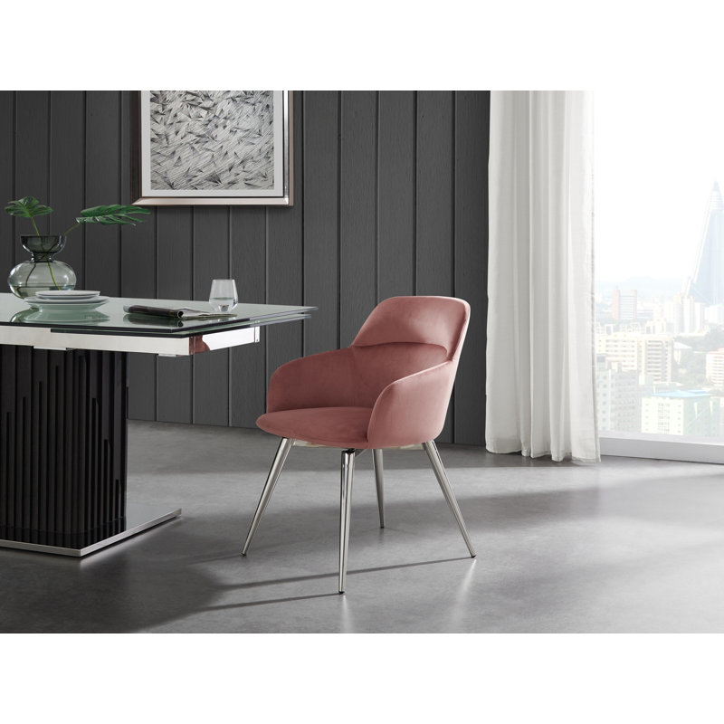 Fauteuil en velours Kyriana, Vieux rose