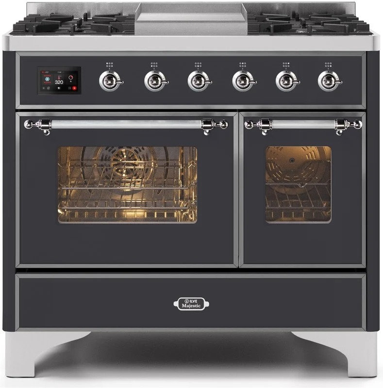Majestic II 40" 3.82 cu. ft. Freestanding Dual Fuel Range with Griddle, Liquid Propane, Matte Graphite/Chrome