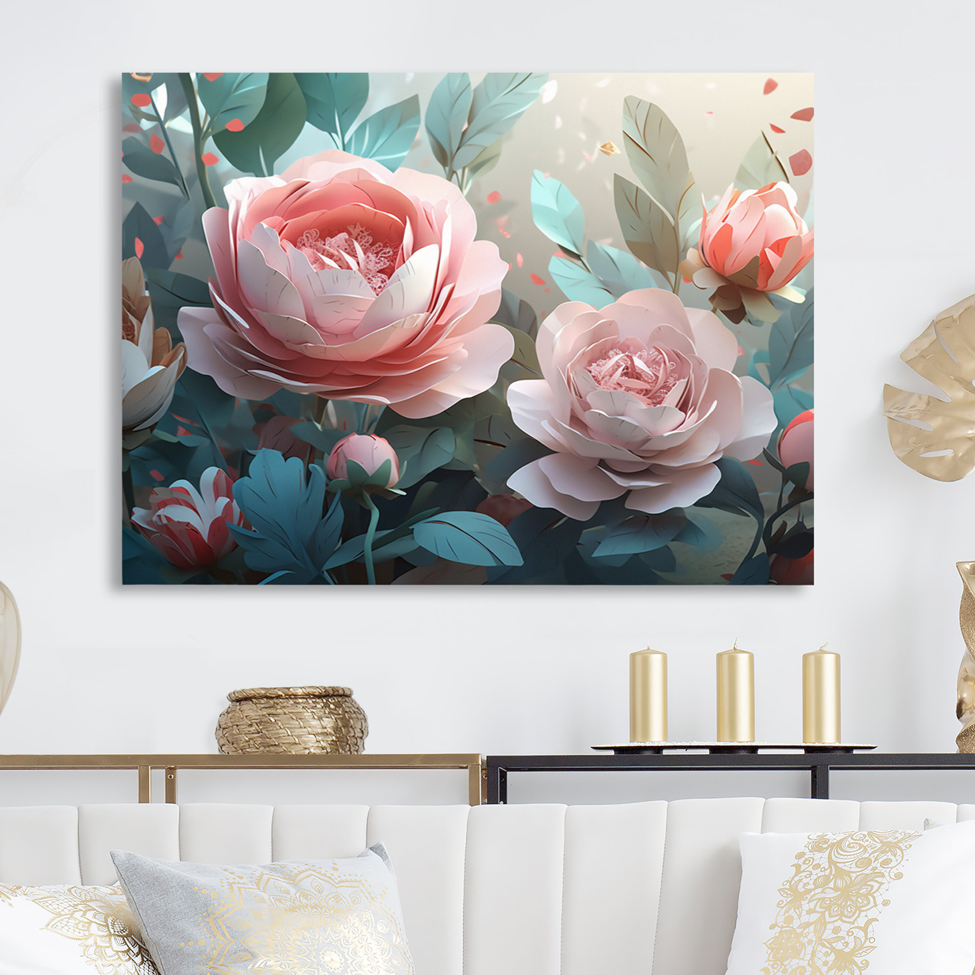 Red Barrel Studio® Pink Green Peony In Motion II - Peonies Metal Wall ...