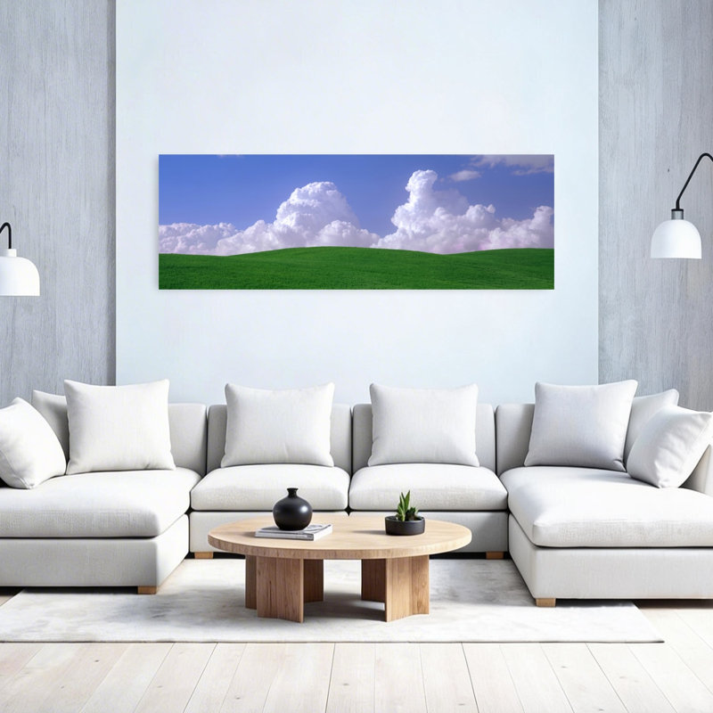 États-Unis, Washington, Palouse, blé et nuages, paysage contemporain abstrait, art mural d'été, H 20 po x l 60 po