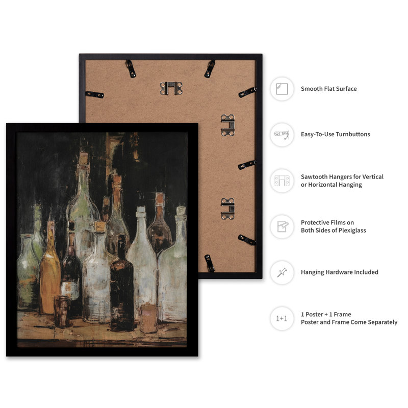 Bouteilles de vin, Black Framed, Poster, 24"H x 32"W