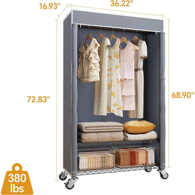 Porte-vêtements sur roulettes, garde-robe portative pour suspendre les vêtements, porte-vêtements noir
