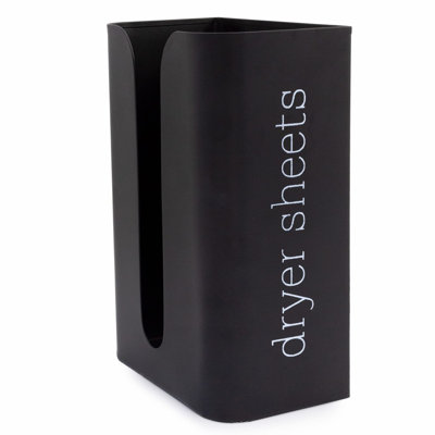 Black Enamel Dryer Sheet Dispenser - Vertical Fabric Softener Holder for Laundry Room