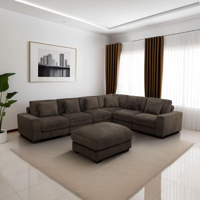 Canapé modulaire réversible en velours côtelé de qualité supérieure avec repose-pieds 123 pièces Arial