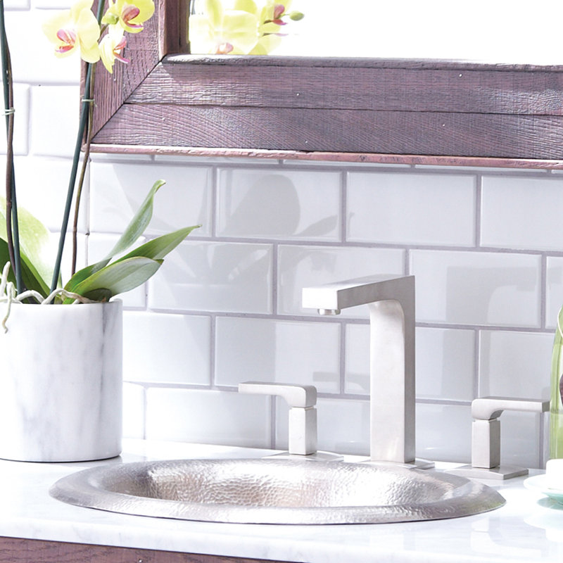 Lavabo de salle de bain ovale encastré en métal Maestro, Nickel brossé