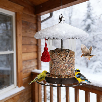 Squirrel-Proof Metal Bird Feeder With Weatherproof Roof, 3LB Capacity, 360° Perch For Multiple Birds, Easy Fill & Clean Hanging Outdoor Feeder