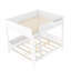 Grand lit superposé détachable axé sur le rangement, cadre de lit en bois pour chambre avec tablettes de rangement intégrées et garde-corps de sécurité, finition blanche