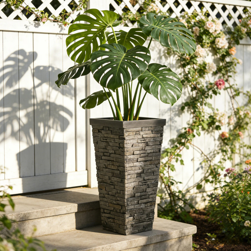 Grands pots de fleurs, décor moderne rustique en pierre durable MGO pour la maison