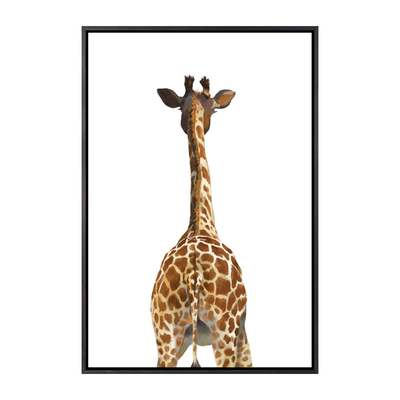 Art girafe bout à bout, H 60 po x l 40po x P 1,5 po, Toile avec cadre noir patiné