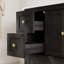 Ensemble de meuble-lavabo simple 36 po avec lavabo en céramique, noir, bois massif-2129112191-2129112189