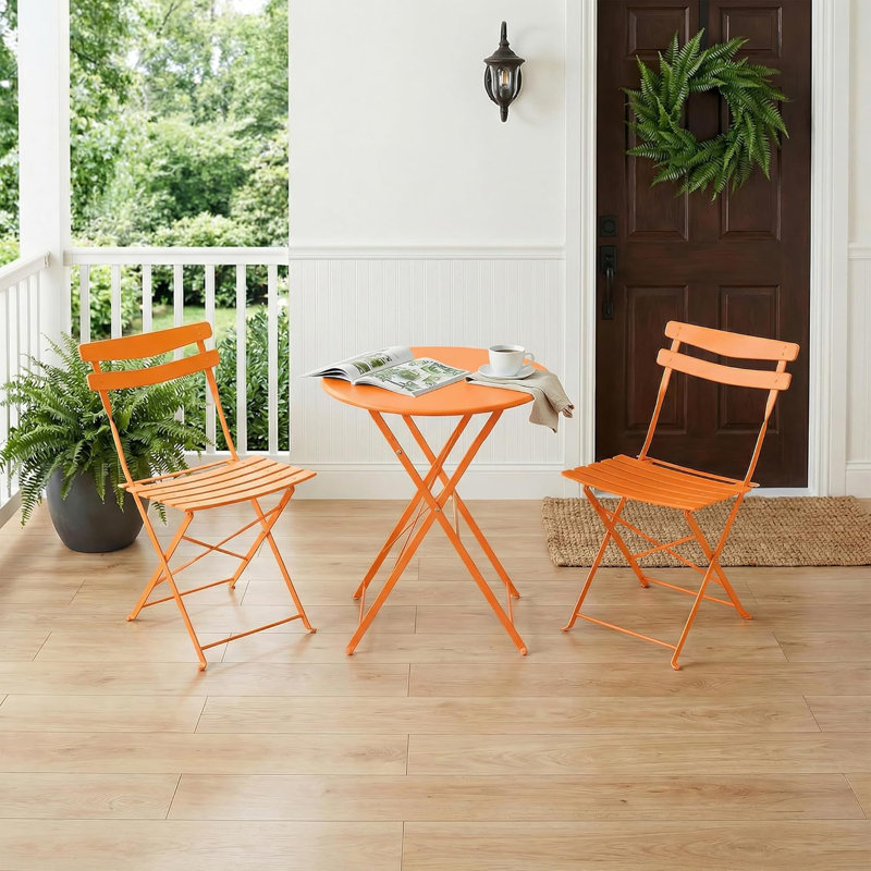 2 - Person Patio Dining Set with Round Table, Orange