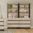 Aadam 2 PCS Modern 72" Tall Bookcase With 6 Drawers And Open Book Shelfs, Library Book Shelf With Storage Cabinet And Metal Base, Wood Freestanding Bookshelves-2021504129-2041288527
