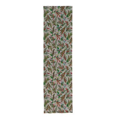 Chambray Cotton Runner with Holiday Botanical Print