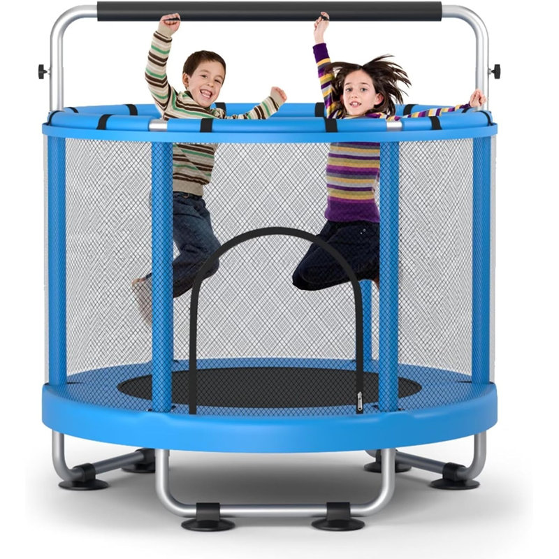 Trampoline pour tout-petits de 60 po pour enfants, trampoline pour enfants de 440 lb avec filet, ensemble de jeu de trampoline intérieur / extérieur avec barre de gymnastique réglable, assemblage facile