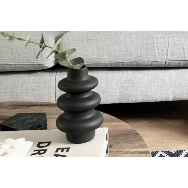Cristell Table Vase 1, 8cm H x 8cm W x 20cm D, Black