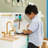 Teamson Kids Wooden Play Kitchen with Built-in Icemaker, Magnetic Dry-Erase Board & Accessories Set
