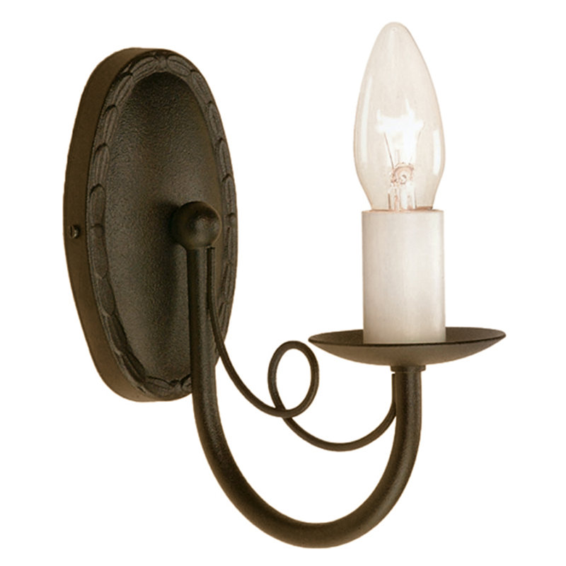 Cline Steel LED Candle Wall Light, Black/Gold