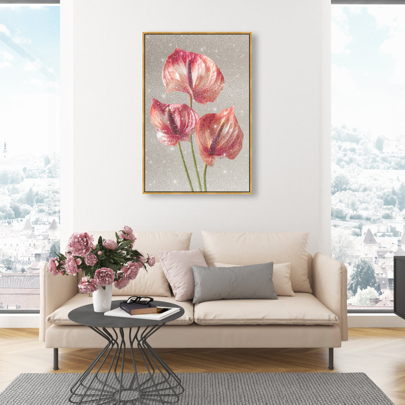 Crimson Silk Veins II Print by Oliver Gal, 31"H x 46"W, Gold Floater Frame