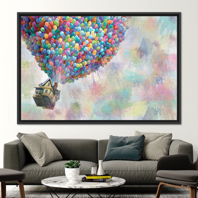 «Vibrant Rainbow», art abstrait avec des ballons gonflables pour décoration murale, 45" H x 81" W, Black