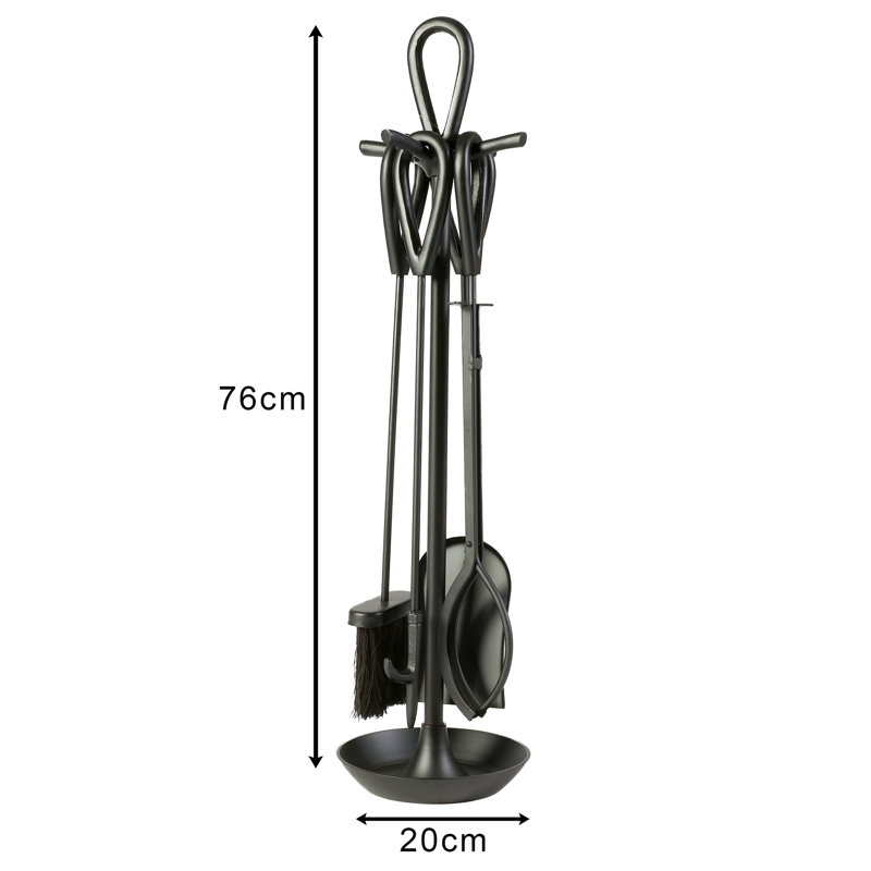 Akmaral Iron Fireplace Tool Set, Black