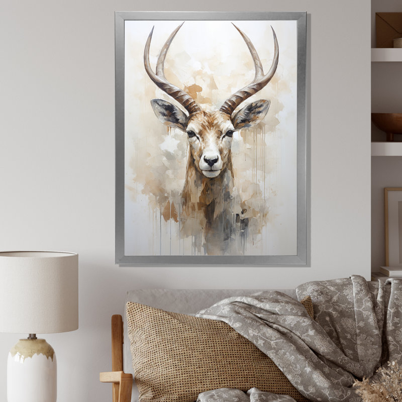 Minimalisme antilope Ibex I, Cadre simple argenté, H 32 po x l 24 po x P 1 po