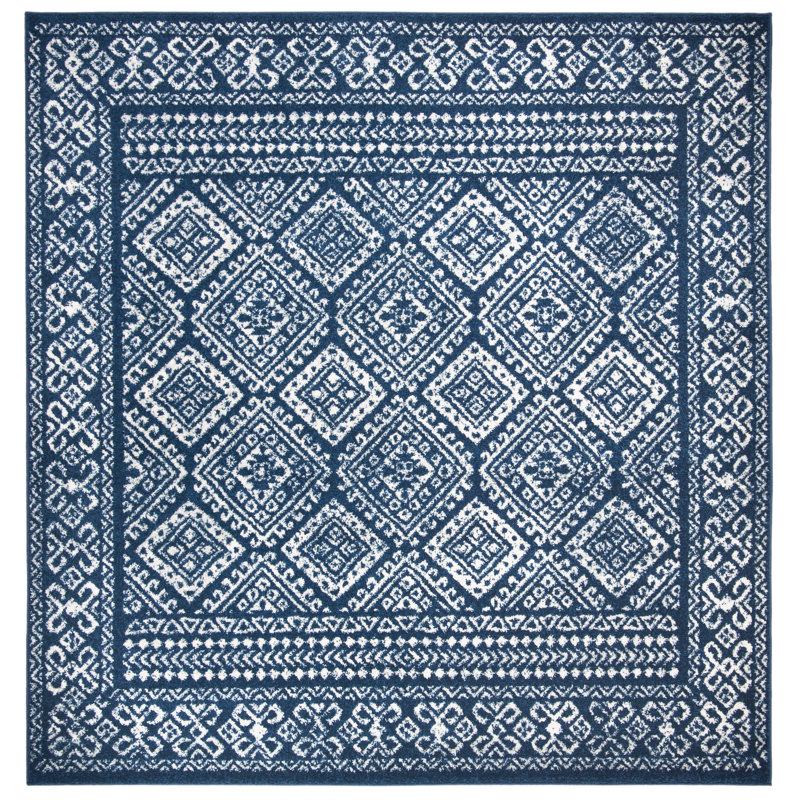 Tapis bleu marine / ivoire Callista, Carré 8 pi