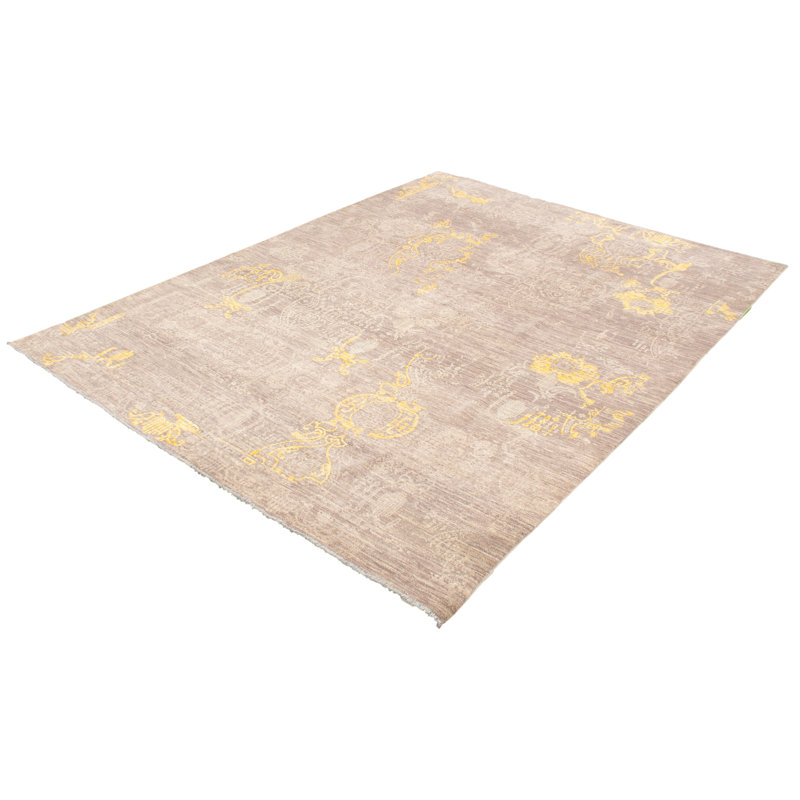 Tapis unique en laine noué à la main style moderne des années 2010 de 9 pi 1 po x 12 pi gris Fiorangelo