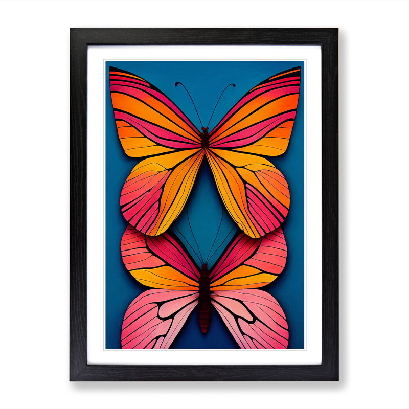 Butterfly Contemporary - Single Picture Frame Print, Black Framed, 34cm H x 25cm W x 2cm D