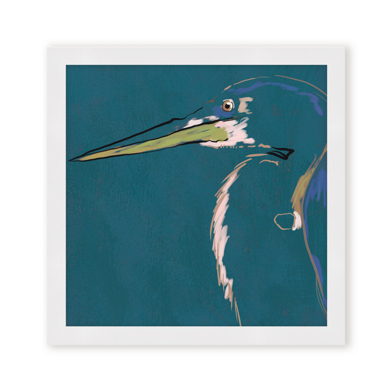 Nature Inspired Blue Heron Portrait, 36" H x 36" W, Black, Framed Print