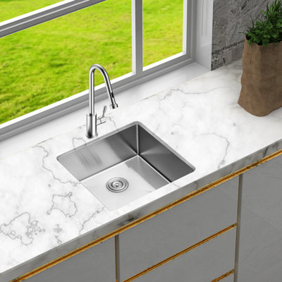 Évier encastré de 23 pouces, acier inoxydable 304 de calibre 16, 9 cuves simples de profondeur, guide d'eau en forme de X, revêtement pour arrêter la condensation, cuisine de cuve avec drain 23 "x 18" avec drain