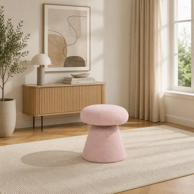 Tabouret rembourré en tissu Teddy, pouf en forme de champignon, tabouret pour se chausser, tabouret de maquillage, aucune installation requise, convient aux chambres, salons, salles de bain ou entrées