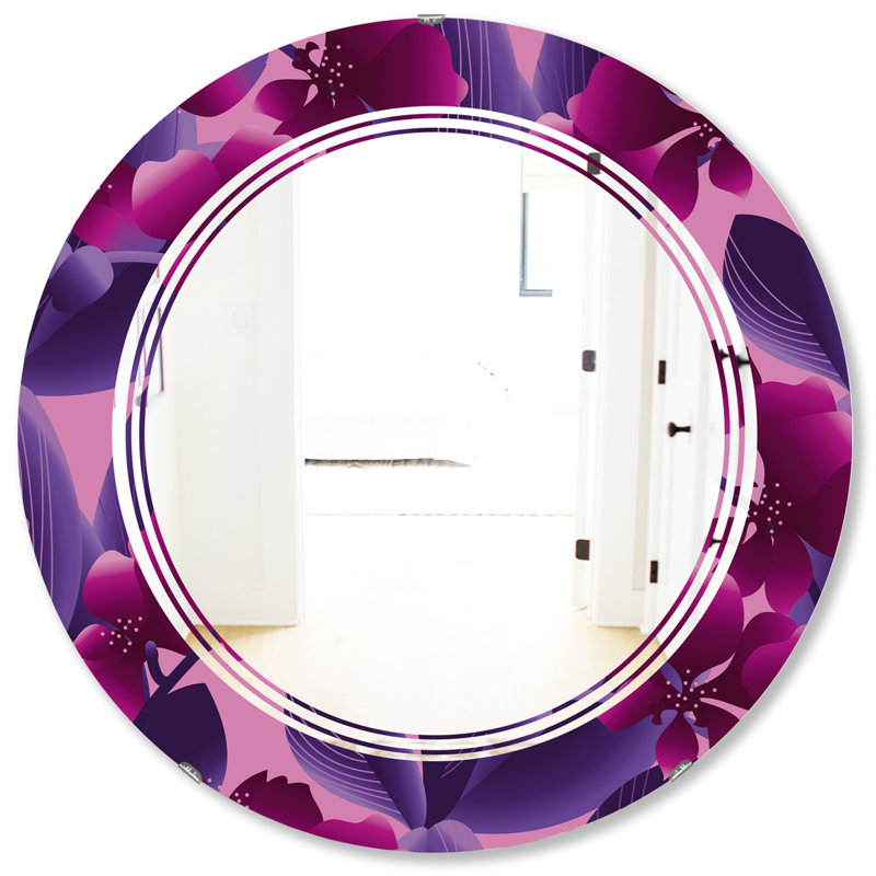 Miroir mural sans cadre à motif triple c orchidée, H 31,5 po x l po