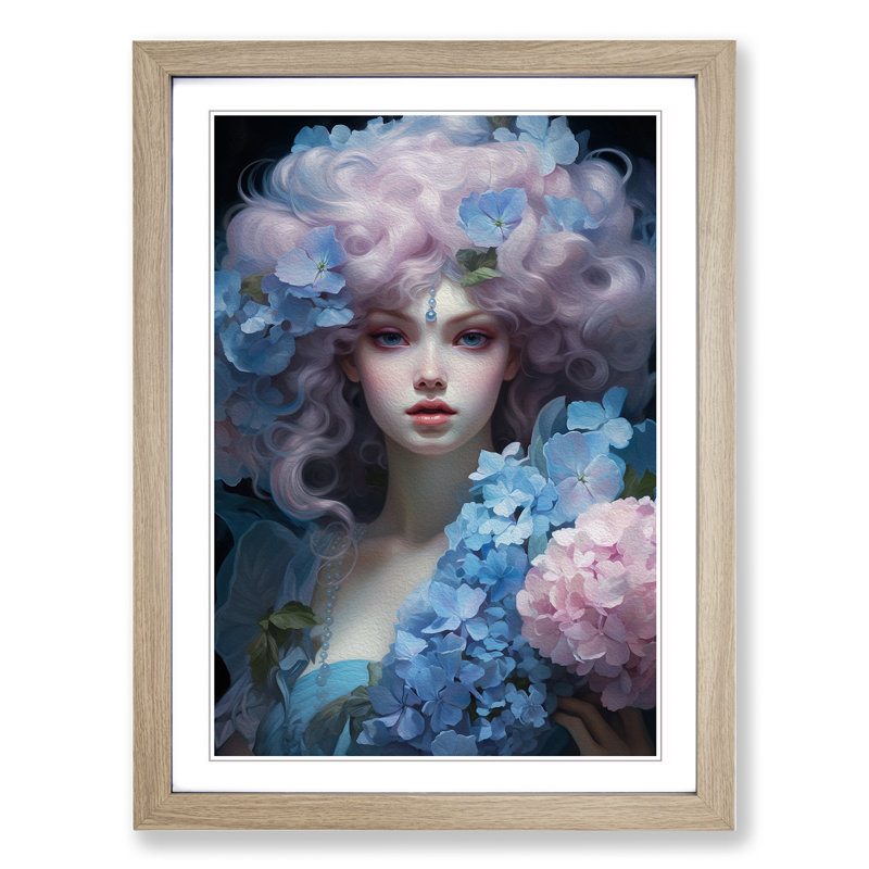 Hydrangea Rococo - Framed Print, 34cm H x 25cm W x 2cm D, Oak Framed