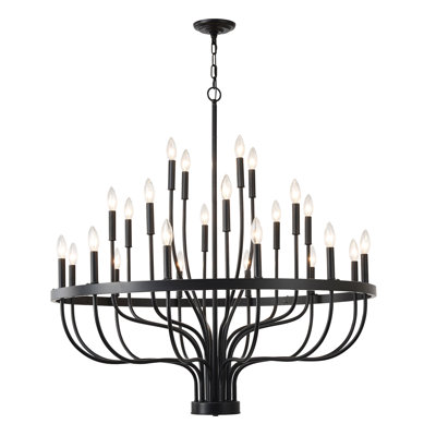 24 - Noir - Style bougie en fer industriel pour la salle à manger, la chambre à coucher et la cuisine. Style moderne suspendu. Hauteur réglable. Ampoule E12 non incluse. Design américain de luxe avec