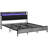 Bed Frame With Headboard, Platform Bed Frame With LED Lights, Charging Station, 3-Tier Storage Shelf, Steel Slats, Easy Assembly & Noise-Free With No Box Spring Needed, Walnut-787083716-787083738