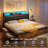 Storage King Bed Frame With Led Headboard & Charging Station, 4-drawer Platform Bed With Quiet Support-1655967027-1668460069