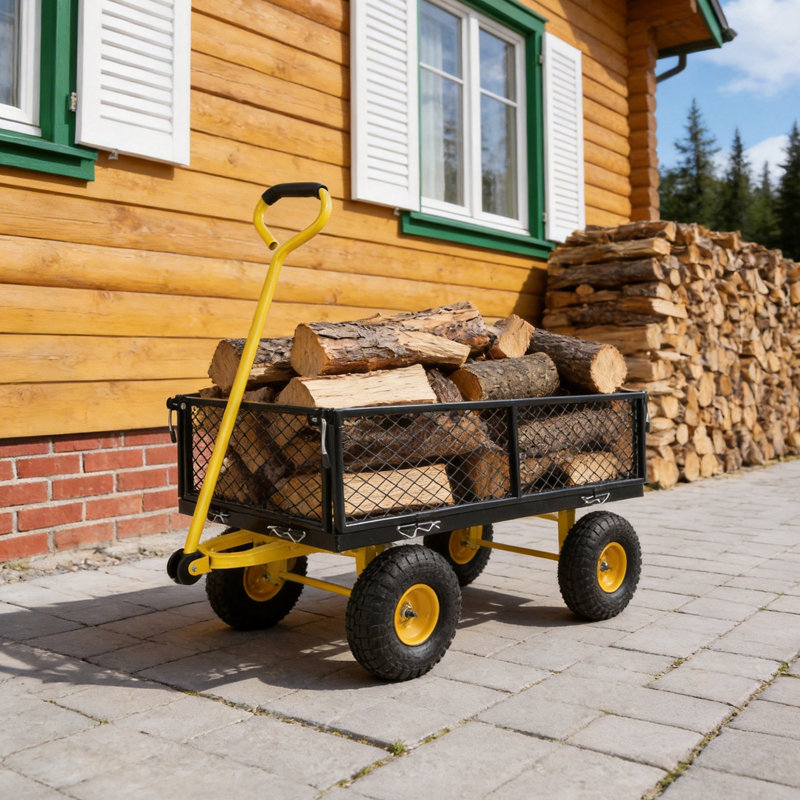Chariot de jardin robuste avec pneus gonflables, capacité de 660 lb