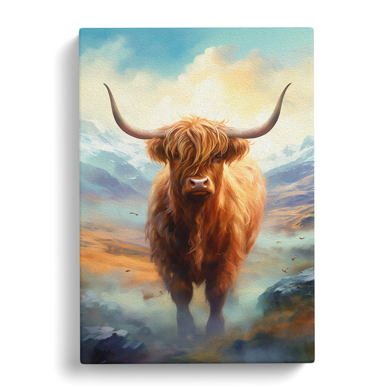Highland Cow Romanticism - Print, 50cm H x 35cm W x 3cm D