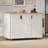 51" Fluted Kitchen Island with Drop Leaf, Farmhouse Accent Kitchen Island on Wheels with Internal Storage Rack, Rolling Kitchen Cart with Towel Rack for Kitchen, Dining Room, White Ash-909509978