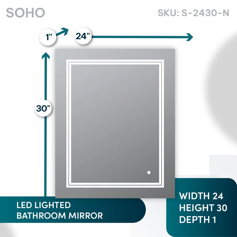 Soho 24x30 Silver LED Mirror with Defogger
