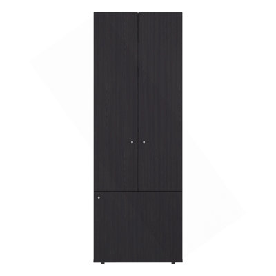 Armoire-penderie haute à 3 portes avec 4 tablettes Wenge