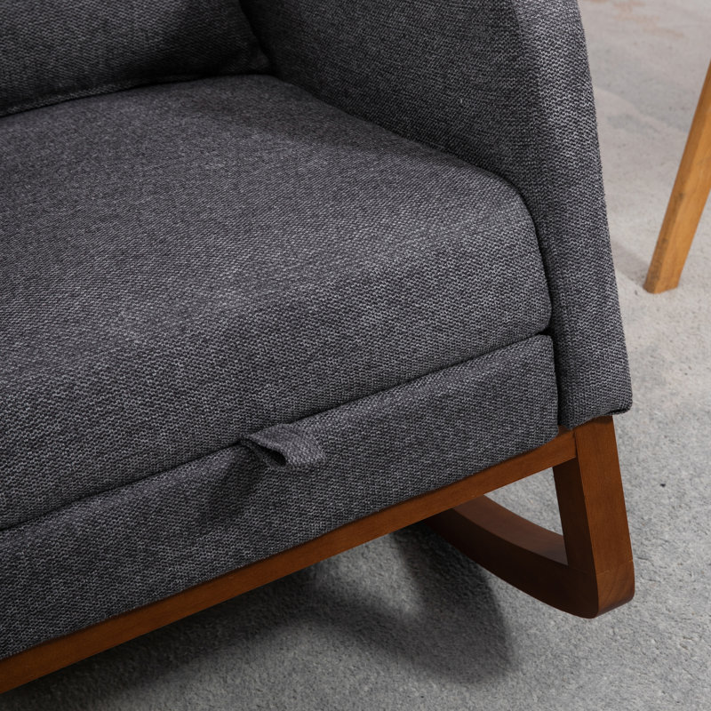Chaise berçante Jakela, Gris anthracite, Noyer