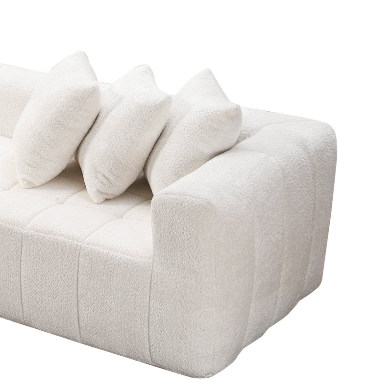 4 Canapé modulaire Cloud de 107,9 po avec méridienne en forme de L, canapé rembourré moderne pour le salon, mousse blanche et matériau à ressorts, sans assemblage, conception flexible pour s'adapter aux agencements, canapé profond confortable